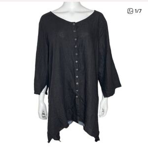 Soft Surroundings Black Linen Top Size XL Extra Large